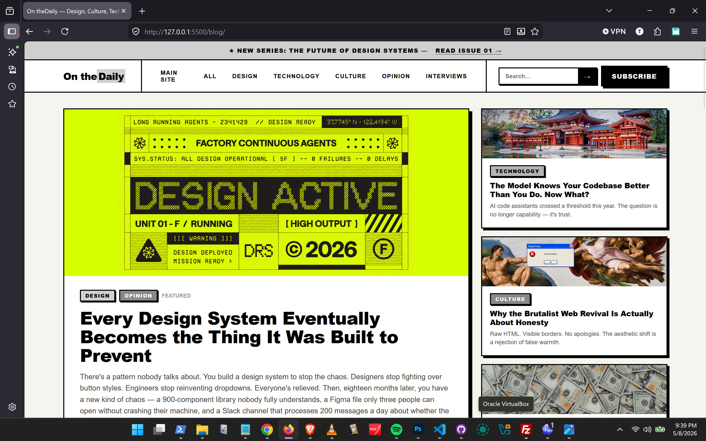 On theDaily blog homepage preview