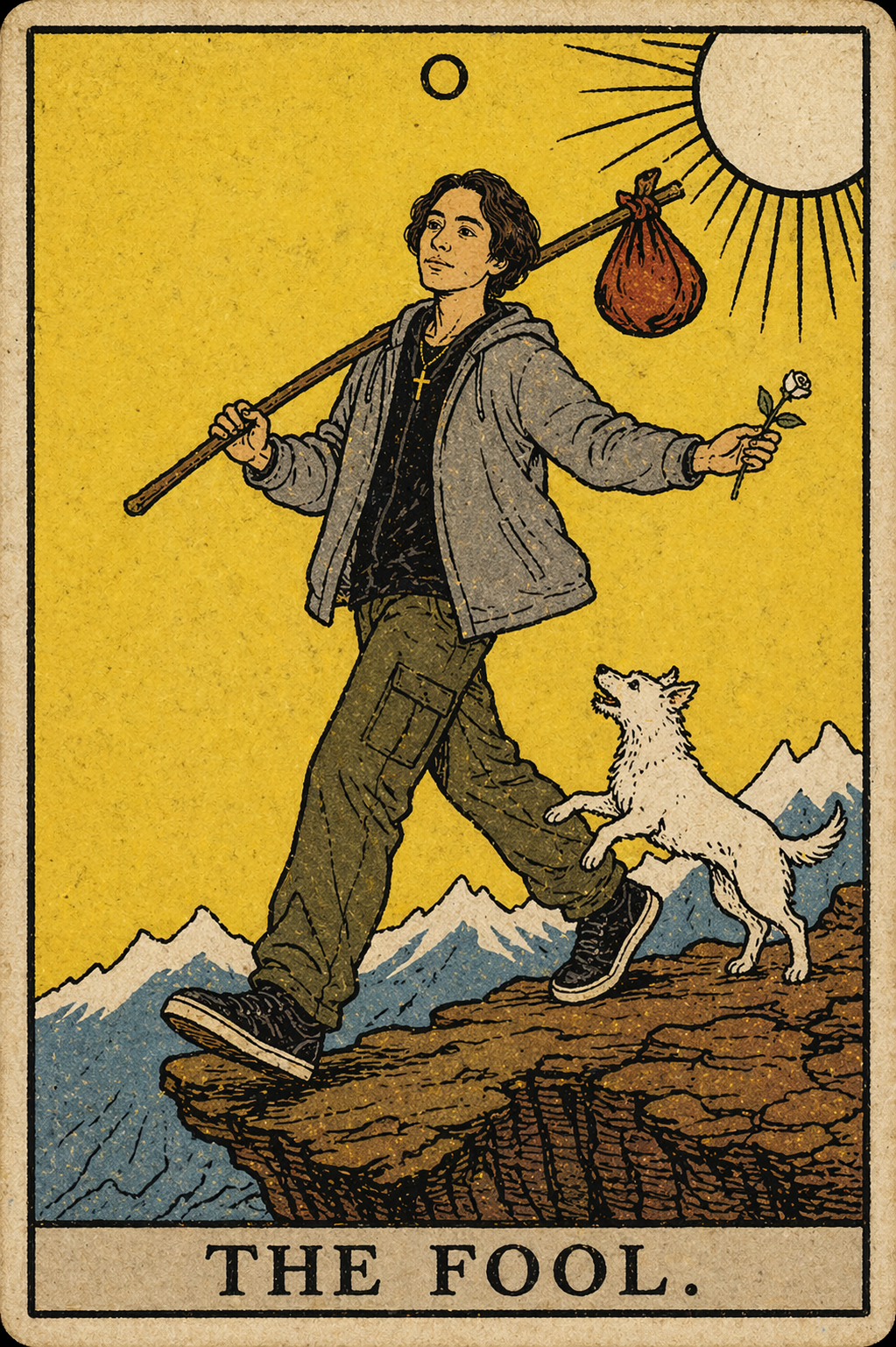 Tarot-inspired illustration titled The Fool